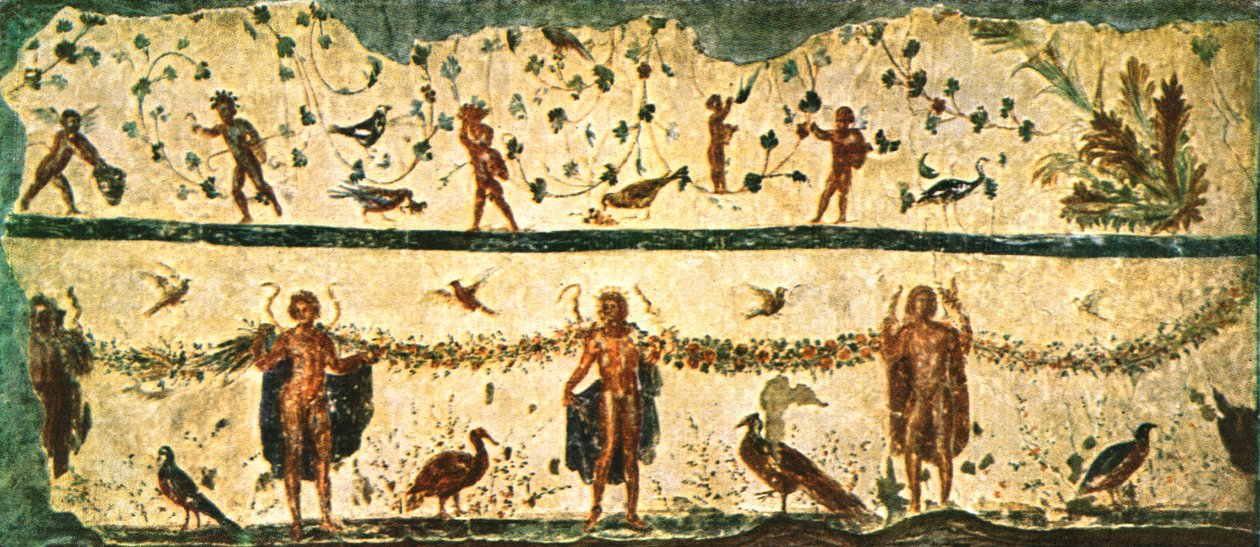 Fris i matsalen Triclinium i huset Pammachius, Rom, Italien, 1928. av Unbekannt