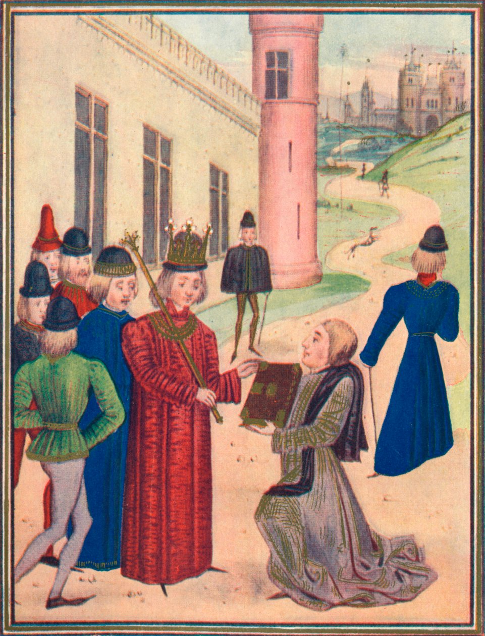 Froissart presenterar sin bok med kärleksdikter för Richard II 1395, 1905 av Unbekannt