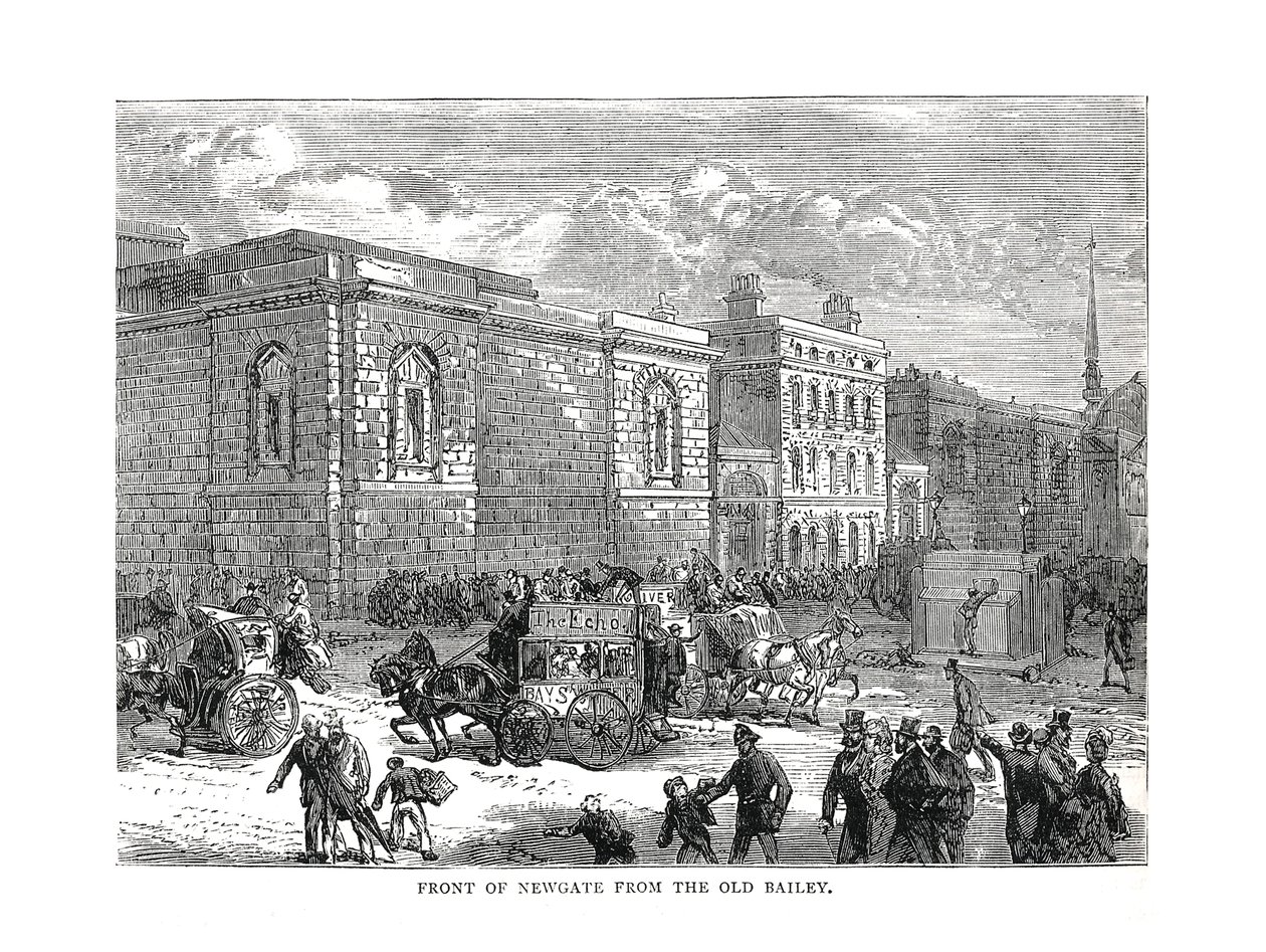 Framsidan av Newgate från Old Bailey, 1878 av Unbekannt