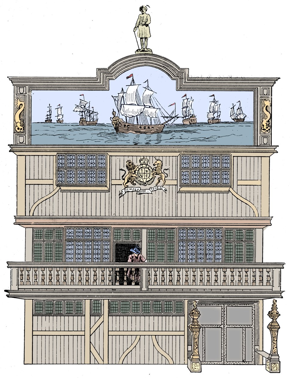 Framsidan av det gamla East India House, London, 1894 av Unbekannt