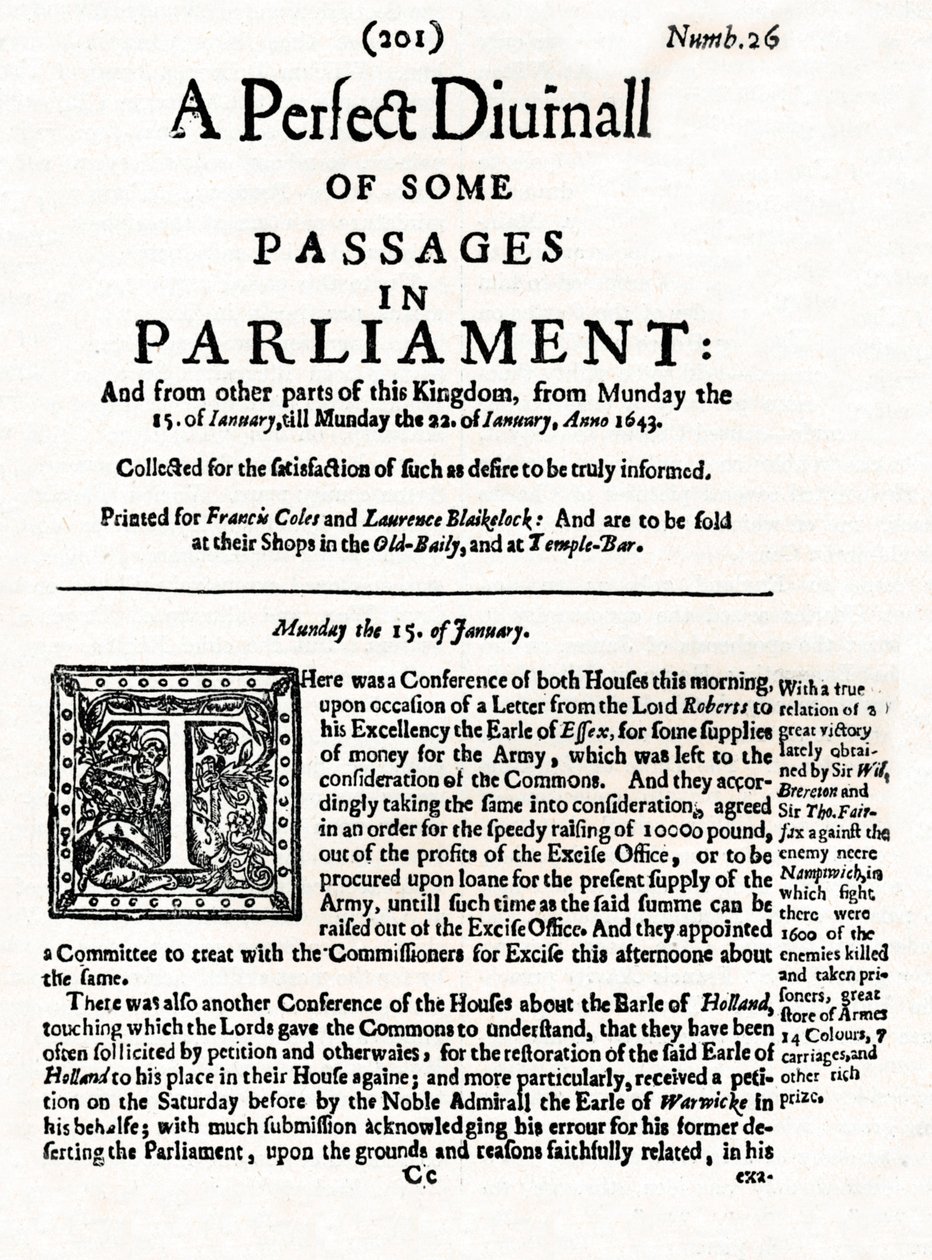 Framsidan av A Perfect Diurnall of Some Passages in Parliament, 1643 1905 av Unbekannt