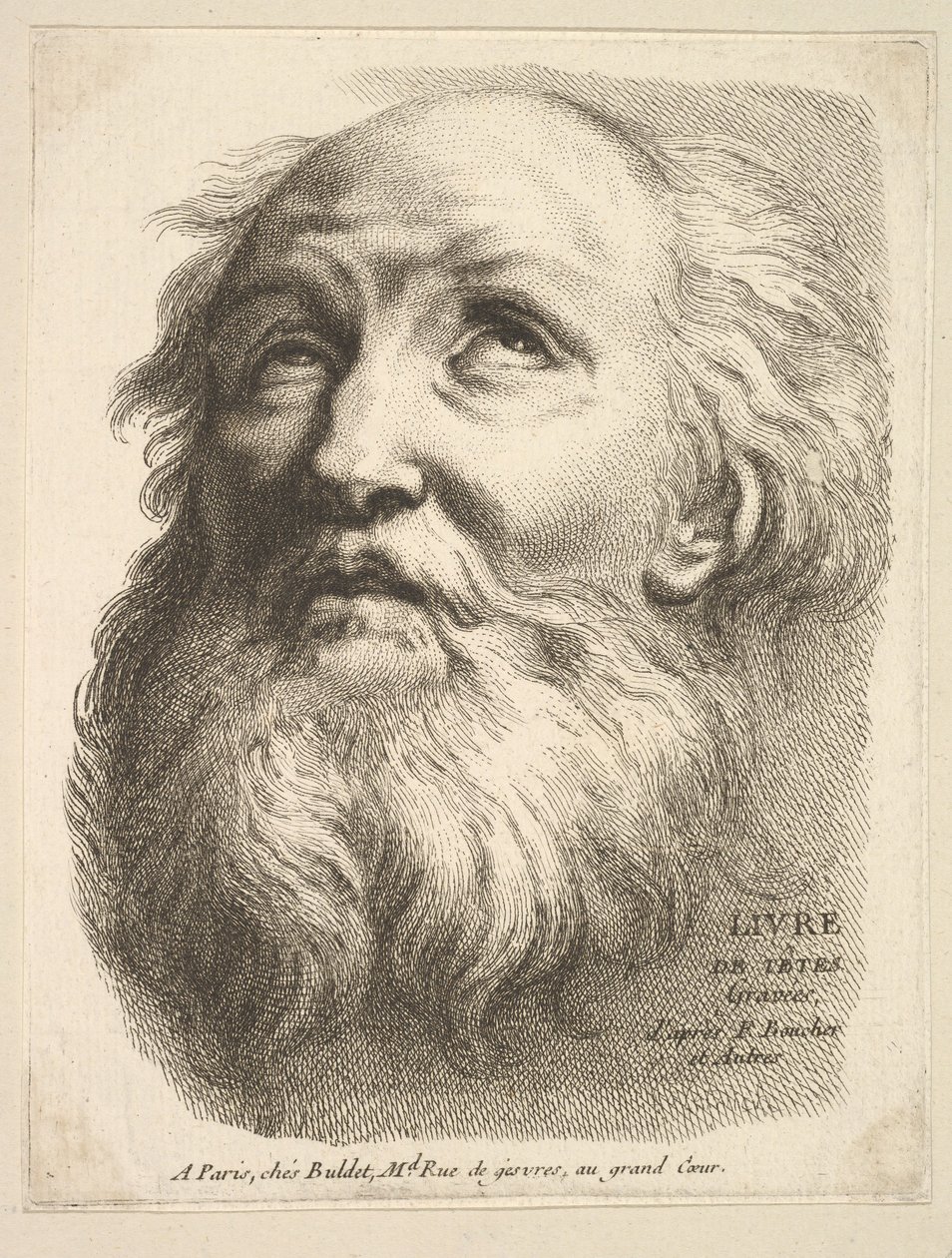 Frontispice: Head of a Bearded Man, från Livre de Têtes Gravées dapres F. Bouch..., 1700-tal. av Unbekannt