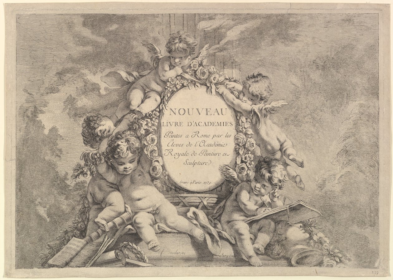 Frontispice, från New Book of Painted Academies in Rome av Students of the Academy R..., 1759. av Unbekannt