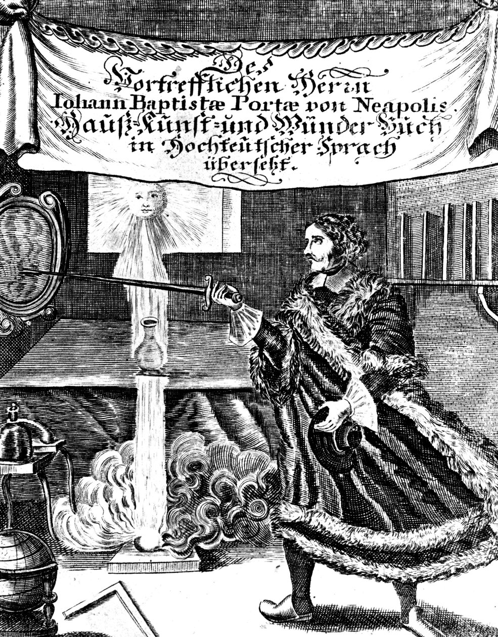 Frontispice of Magia Naturalis av Johannes Baptista della Porta, 1715 av Unbekannt