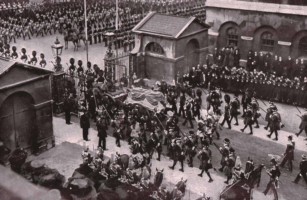 Kung Edward VII:s begravningståg, Whitehall, London, 20 maj 1910. av Unbekannt