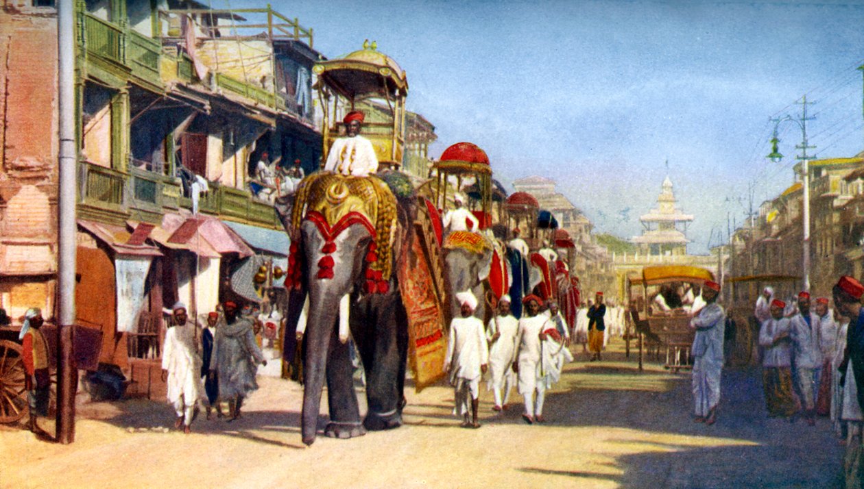 Gaekwars delstatselefanter, Manipuri Bazaar, Bombay, Indien, c1924 av Unbekannt