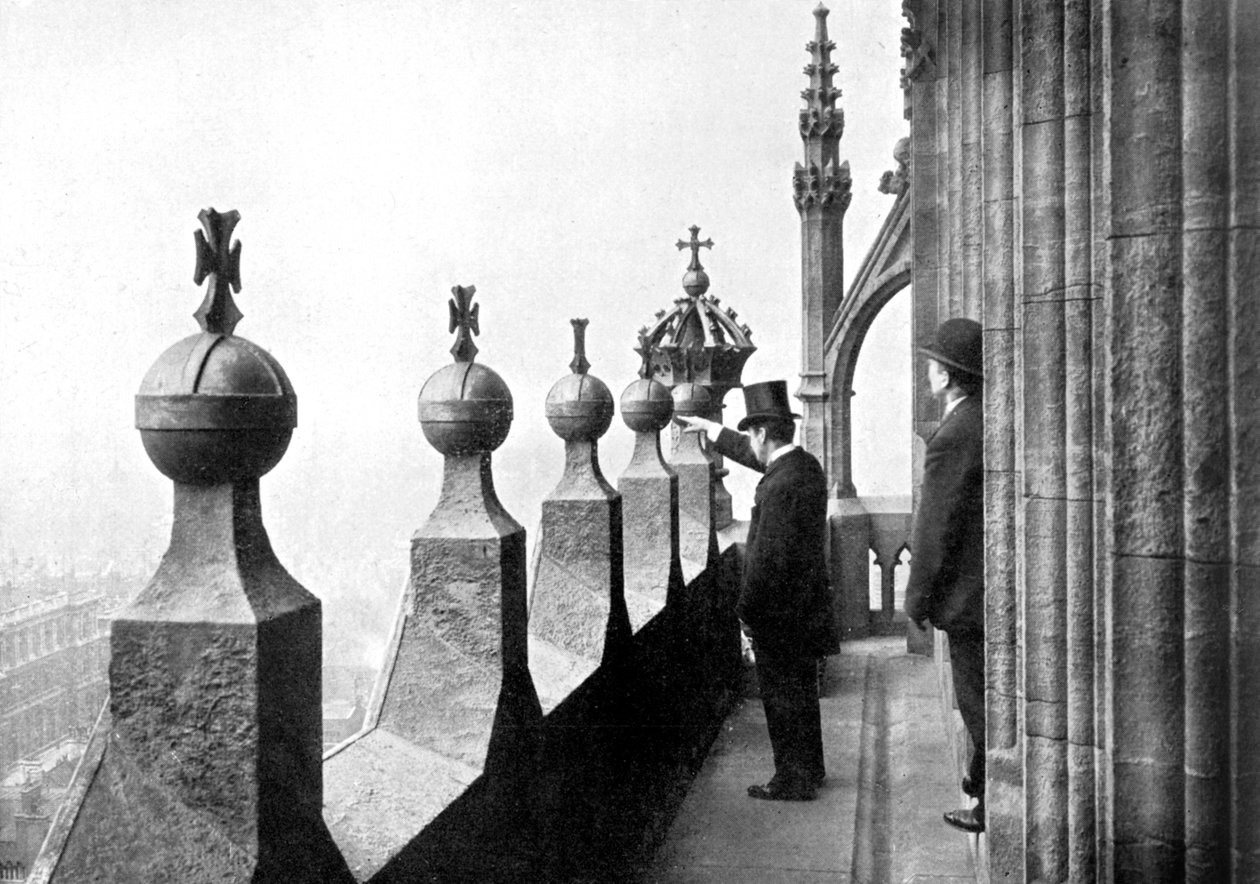 Galleri ovanför urtavlan, Big Ben, Palace of Westminster, London, c1905 av Unbekannt