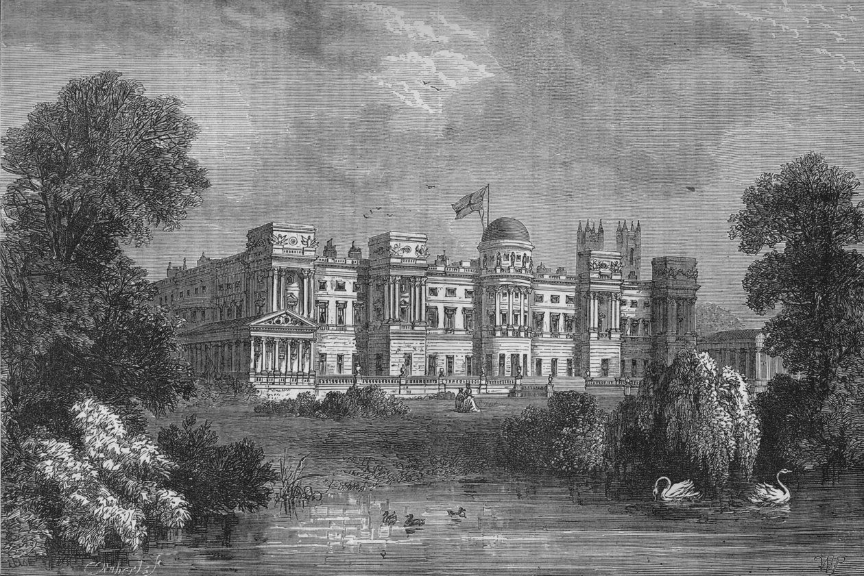 Trädgårdsfronten till Buckingham Palace, Westminster, London, c1875 1878 av Unbekannt
