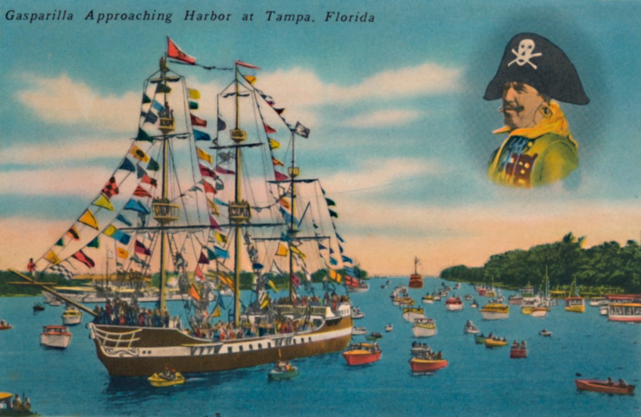 Gasparilla närmar sig hamnen i Tampa, Florida, c1940-talet av Unbekannt