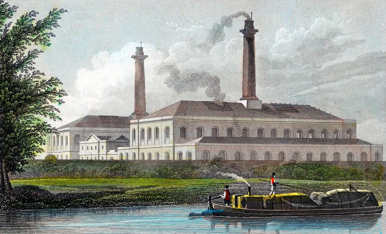Gasverk på Regents Canal, London, 1828 av Unbekannt