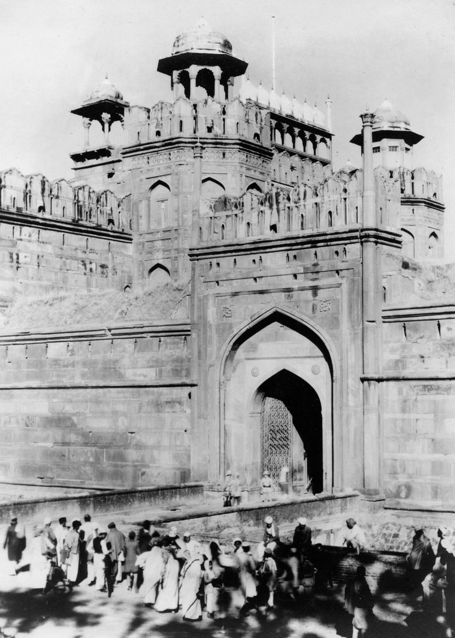 Porten till Röda fortet, Delhi, Indien, sent 1800- eller tidigt 1900-tal av Unbekannt