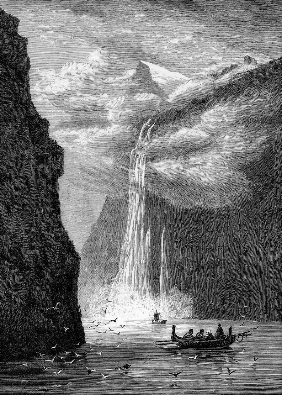 Geirangerfjorden, med de sju systrarnas fall, Norge, 1882 av Unbekannt