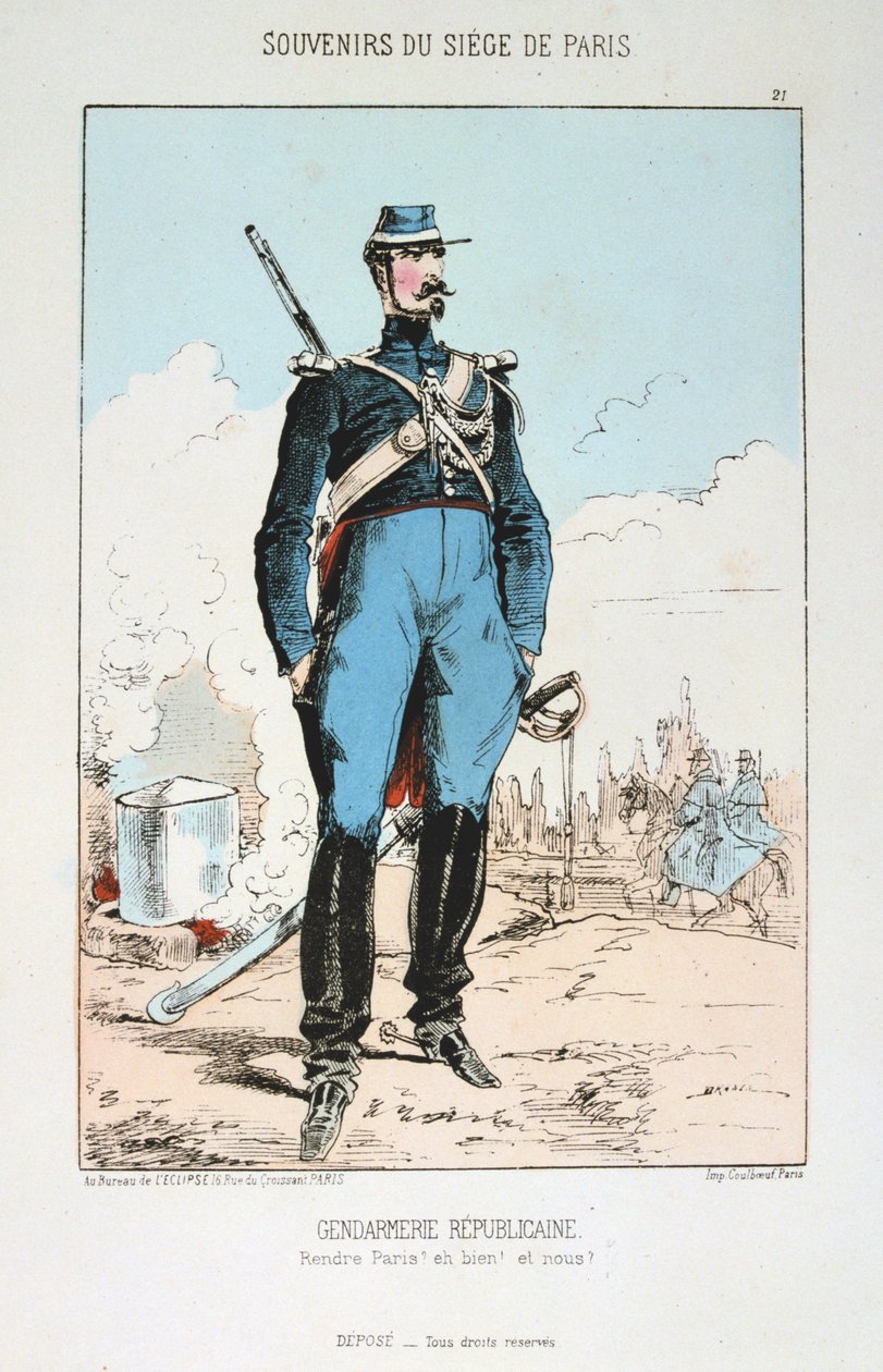 Gendarmerie Republicaine, belägring av Paris, fransk-preussiska kriget, 1870-1871. av Unbekannt
