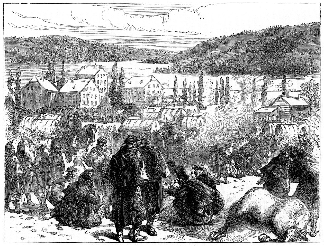 General Bourbakis besegrade den franska armén i Schweiz i februari 1871 av Unbekannt