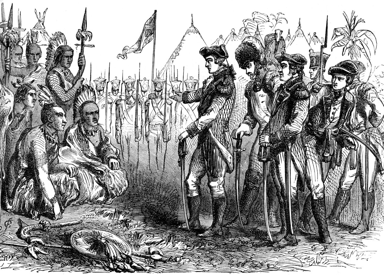 General Burgoyne talar till indianerna, 1777 c1880 av Unbekannt