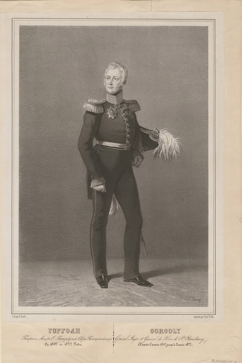General Ivan Savvich Gorgoli, chefen för S:t Petersburgs polis, 1822 av Unbekannt