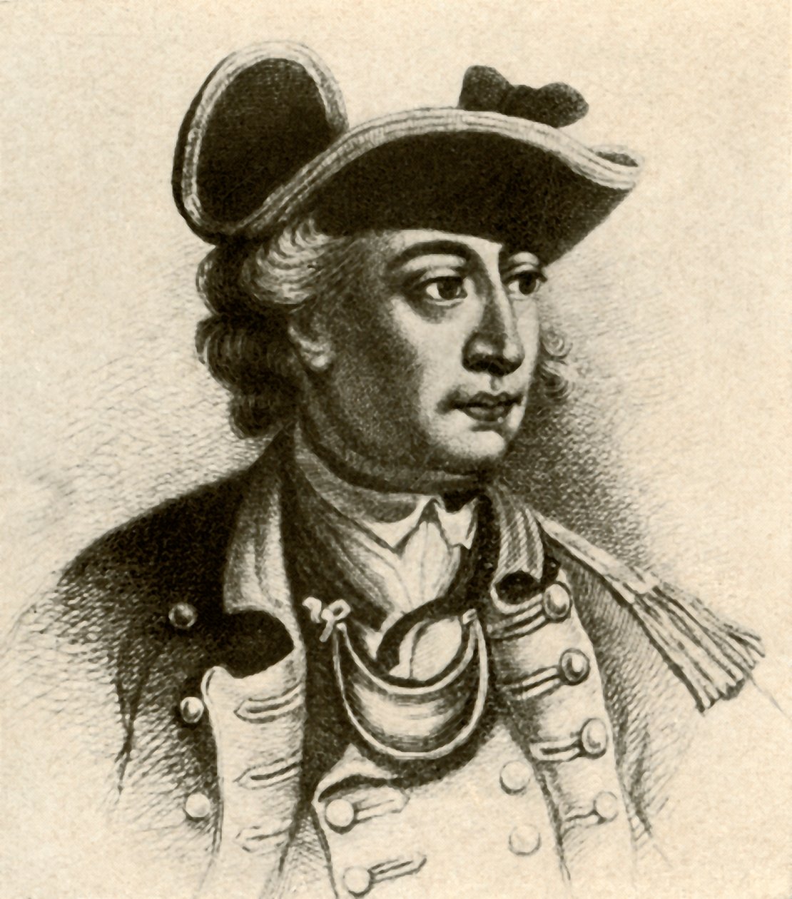 General John Sullivan, i spänd hatt kantad med fläta och en klyfta, c1770, 1937. av Unbekannt