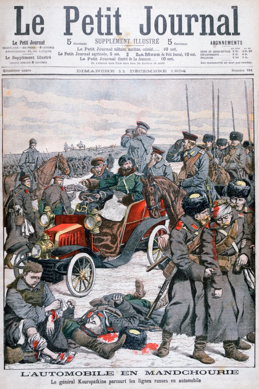 General Kuropatkin turnerade de ryska linjerna med bil, rysk-japanska kriget, 1904 av Unbekannt