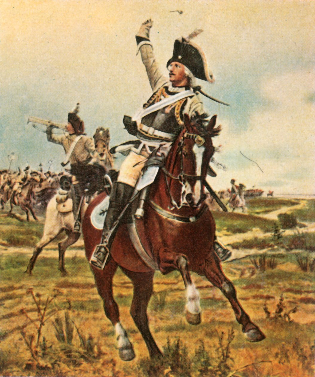 General Seydlitz ger signalen att avancera vid Rossbach den 5 november 1757, 1936. av Unbekannt