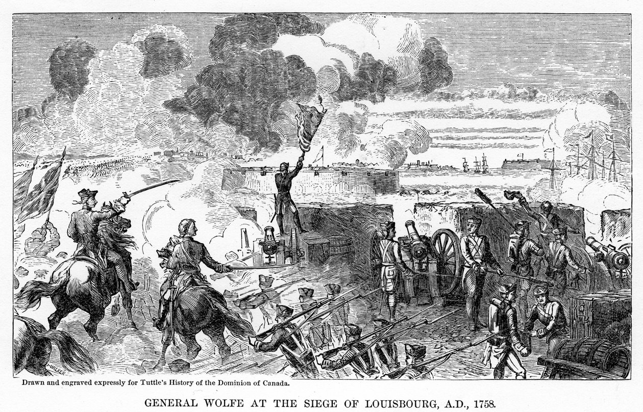 General Wolfe vid belägringen av Louisbourg, AD 1758, 1877 av Unbekannt