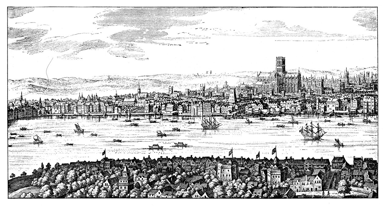 Översikt över London, 1666, 1909 av Unbekannt