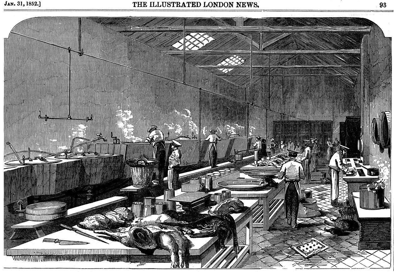 Översikt över köket på Richie & McCalls Cannery, Houndsditch, London, 1852 av Unbekannt