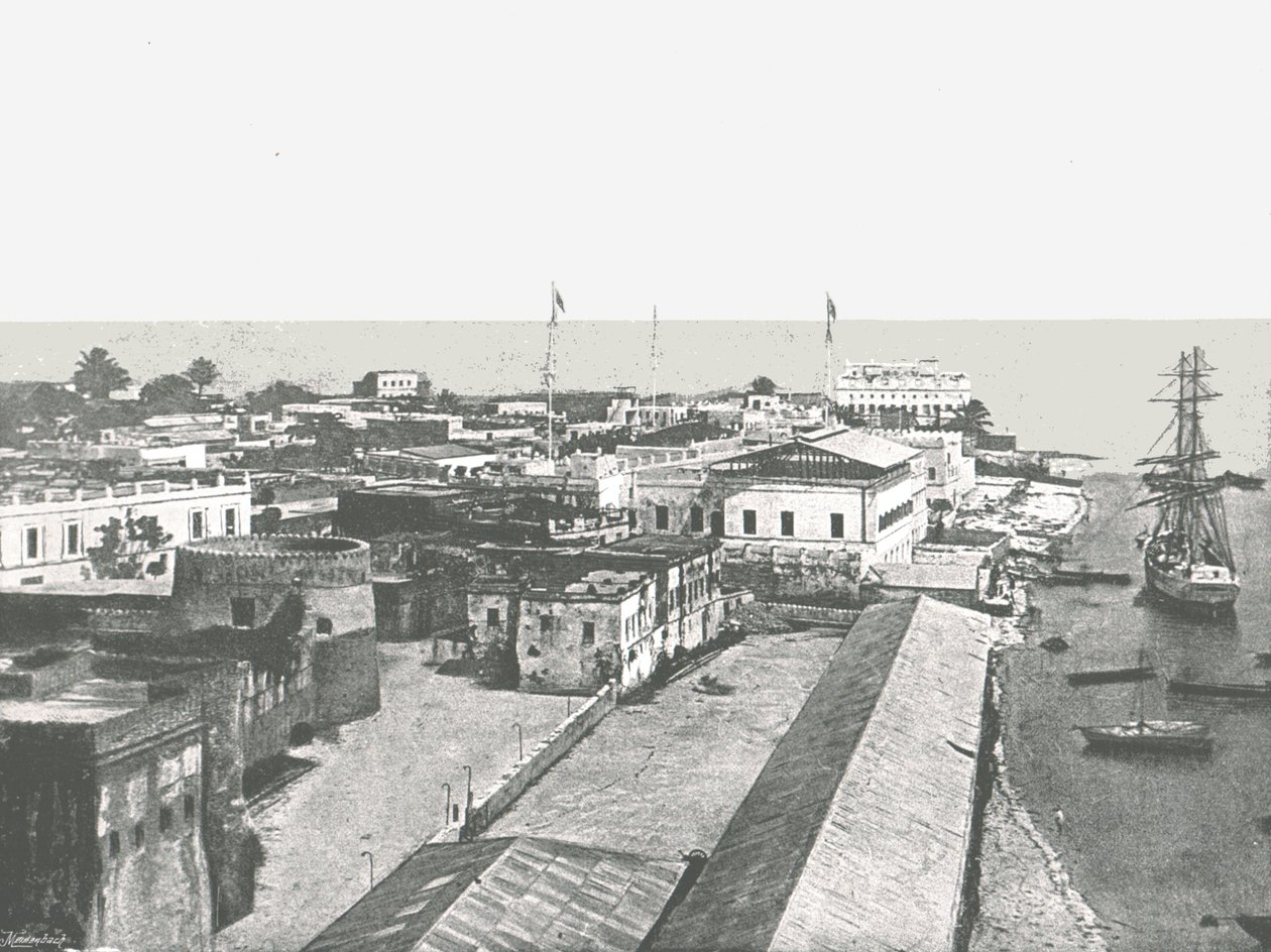 Översikt över huvudstaden Zanzibar, 1895. av Unbekannt