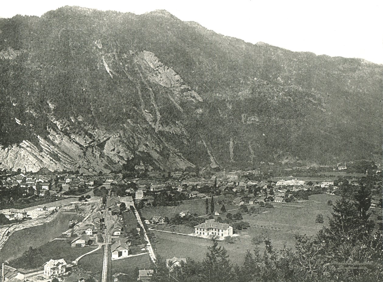 Översikt över staden Interlaken, Schweiz, 1895. av Unbekannt