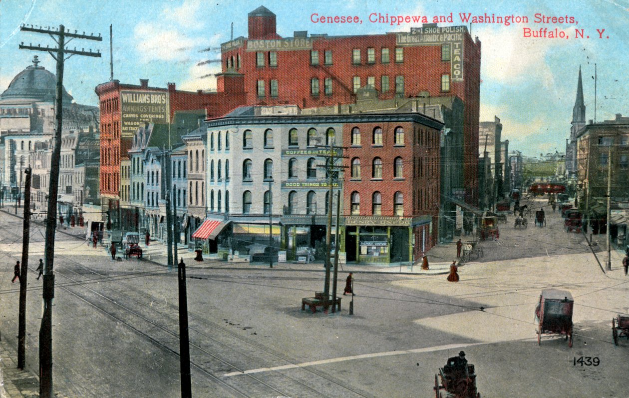 Genesse, Chippewa och Washington Streets, Buffalo, New York, USA, c1910 av Unbekannt