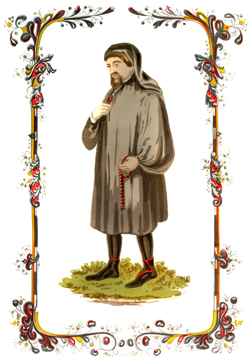 Geoffrey Chaucer, engelsk författare, poet, filosof, byråkrat och diplomat från 1300-talet, c1850 av Unbekannt