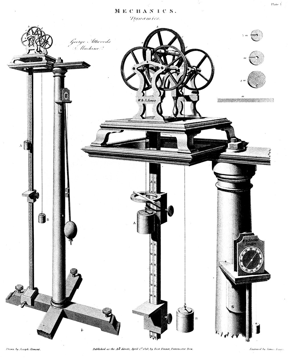 George Atwoods maskin för att demonstrera gravitationens inverkan på fallande kroppar, c1780 av Unbekannt