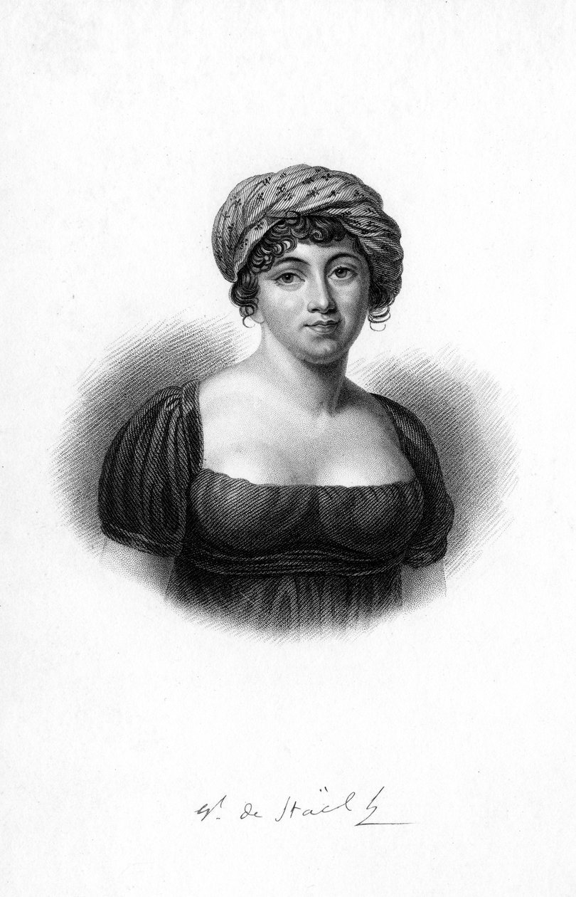 Germaine de Stael, fransk författare, romanförfattare och politisk propagandist född i Paris, 1843 av Unbekannt