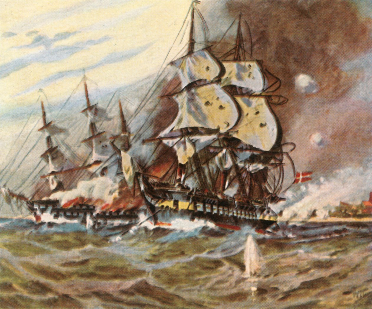 Tysk batteriattack från stranden vid Eckernförde, 5 april 1849, 1936. av Unbekannt