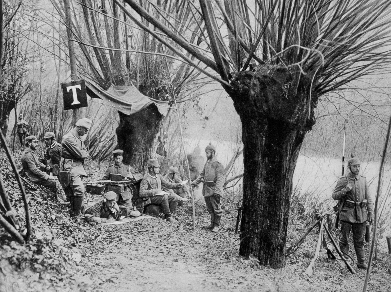 Tysk fälttelefonstation, Aisne, Frankrike, första världskriget, 1915 av Unbekannt