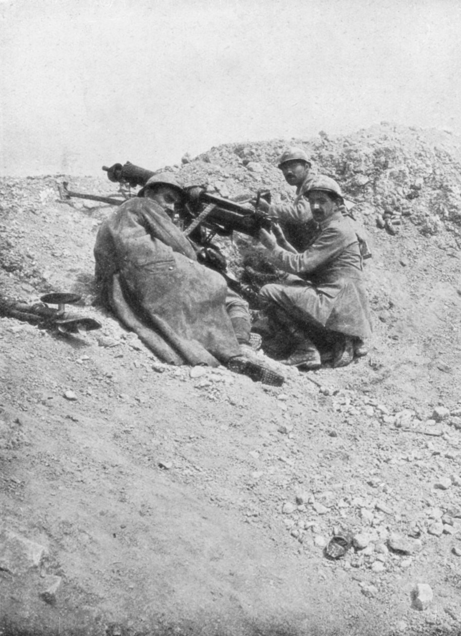 Tysk maskingevär användes mot fienden, Verdun, Frankrike, 1917 av Unbekannt