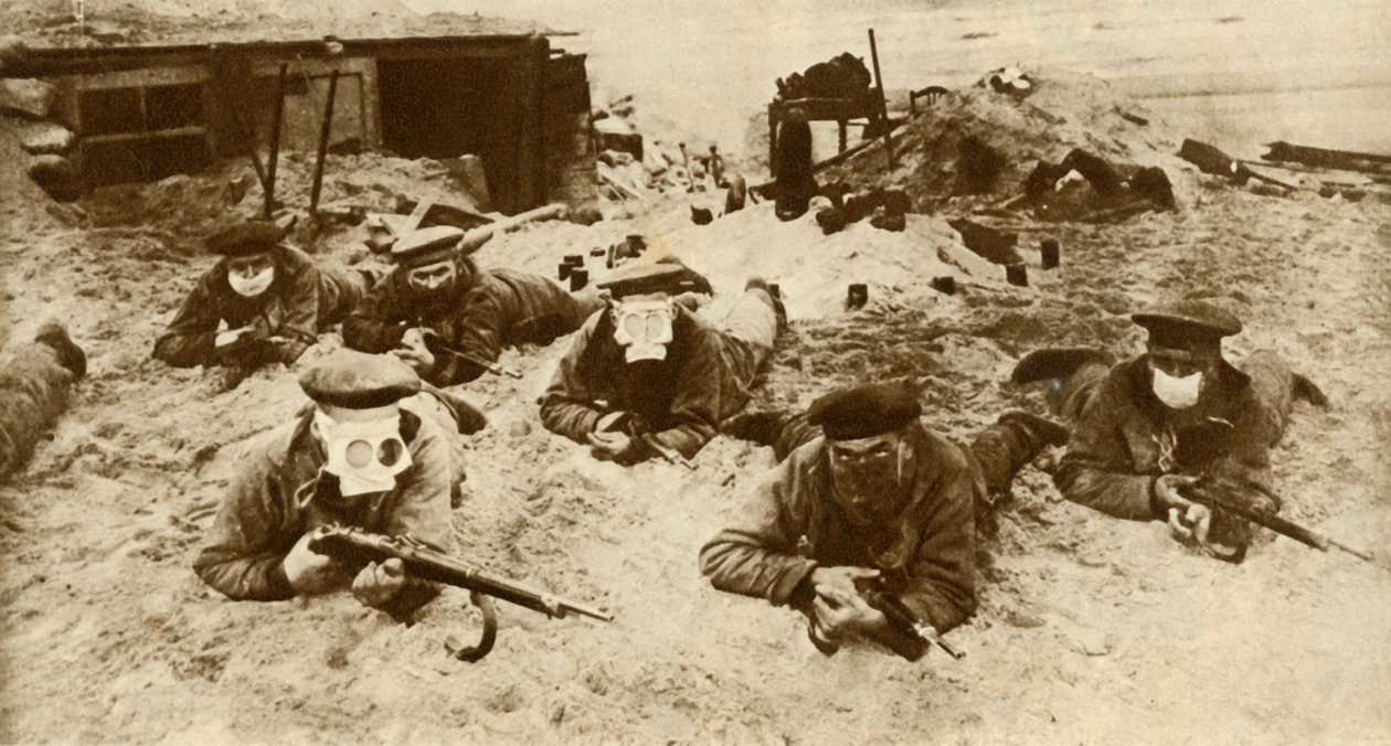 Tyska sjötrupper bär andningsskydd, första världskriget, 1915, 1935. av Unbekannt