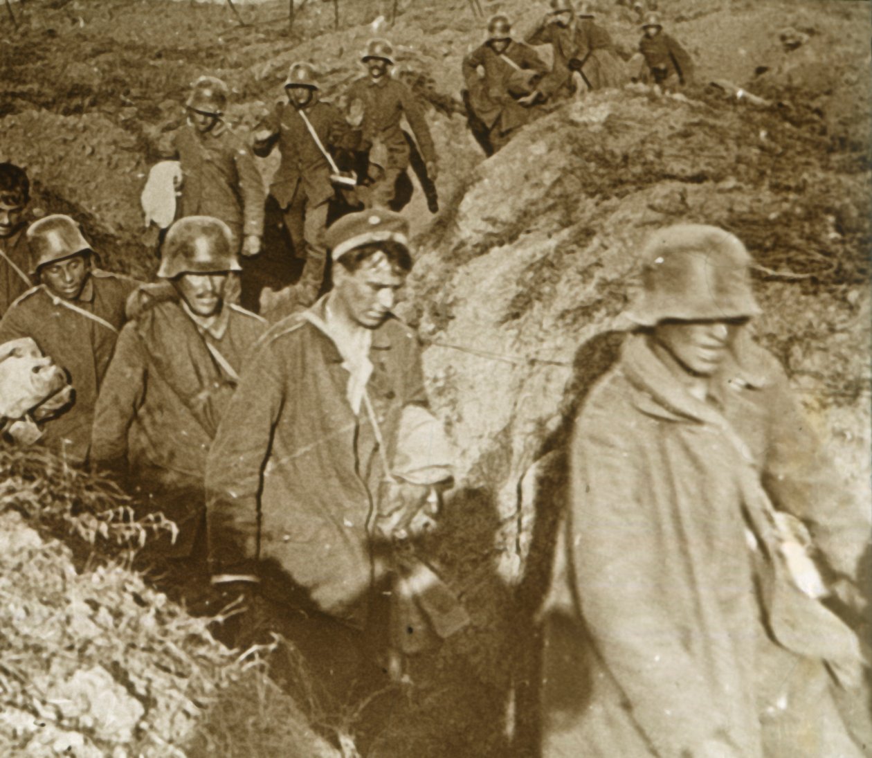 Tyska soldater, Bois des Chevaliers, Vaux, norra Frankrike, c1914-c1918 av Unbekannt
