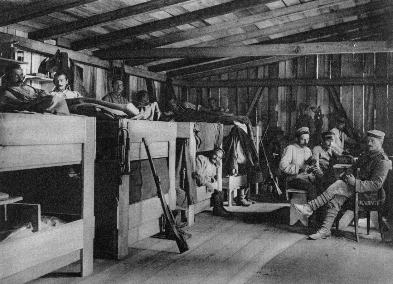 Tyska soldater i ett skyddsrum för reduit, Vosges, Frankrike, första världskriget, 1916 av Unbekannt