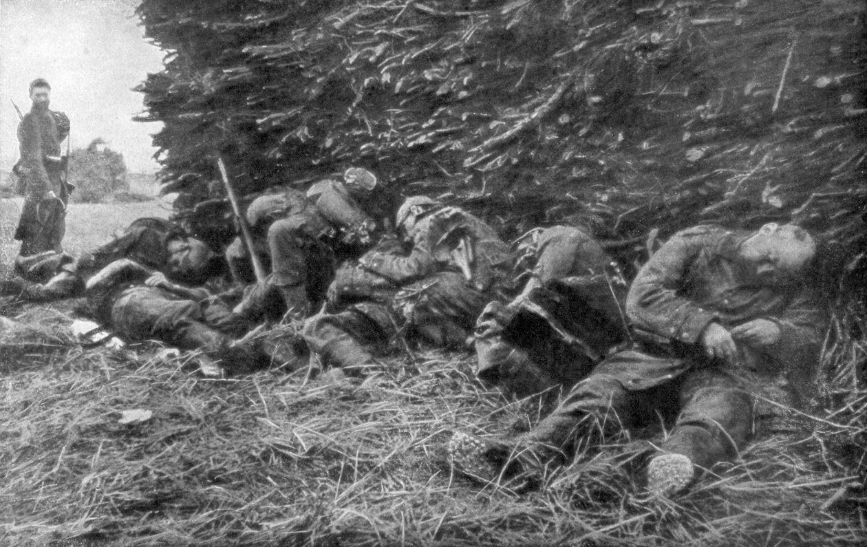 Tyska soldater dödade av artillerield, 1:a slaget vid Marne, Frankrike, 5-12 september 1914 av Unbekannt