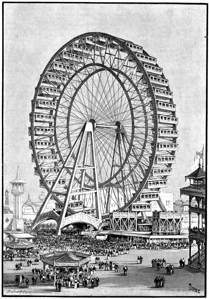 Jättepariserhjul, Internationell utställning, Chicago, 1893 av Unbekannt