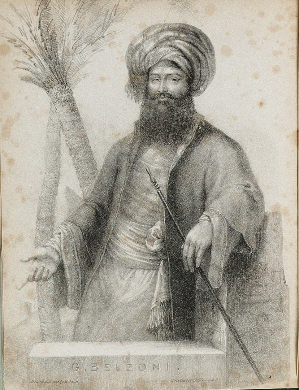Giovanni Battista Belzoni 1778-1823 Frontispice från Narrative of the Operations and Recent Disco av Unbekannt