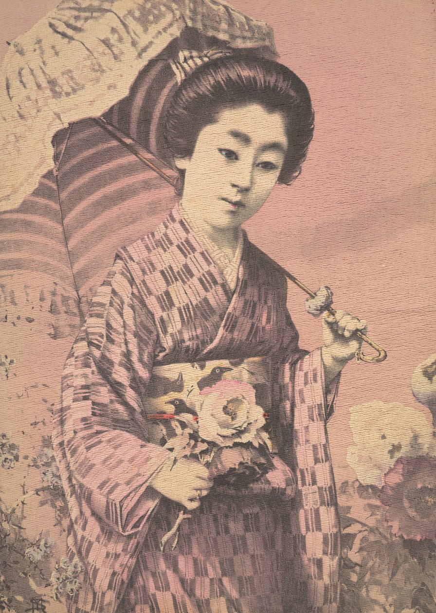 Flicka som bär ett parasoll, ca. 1900 av Unbekannt