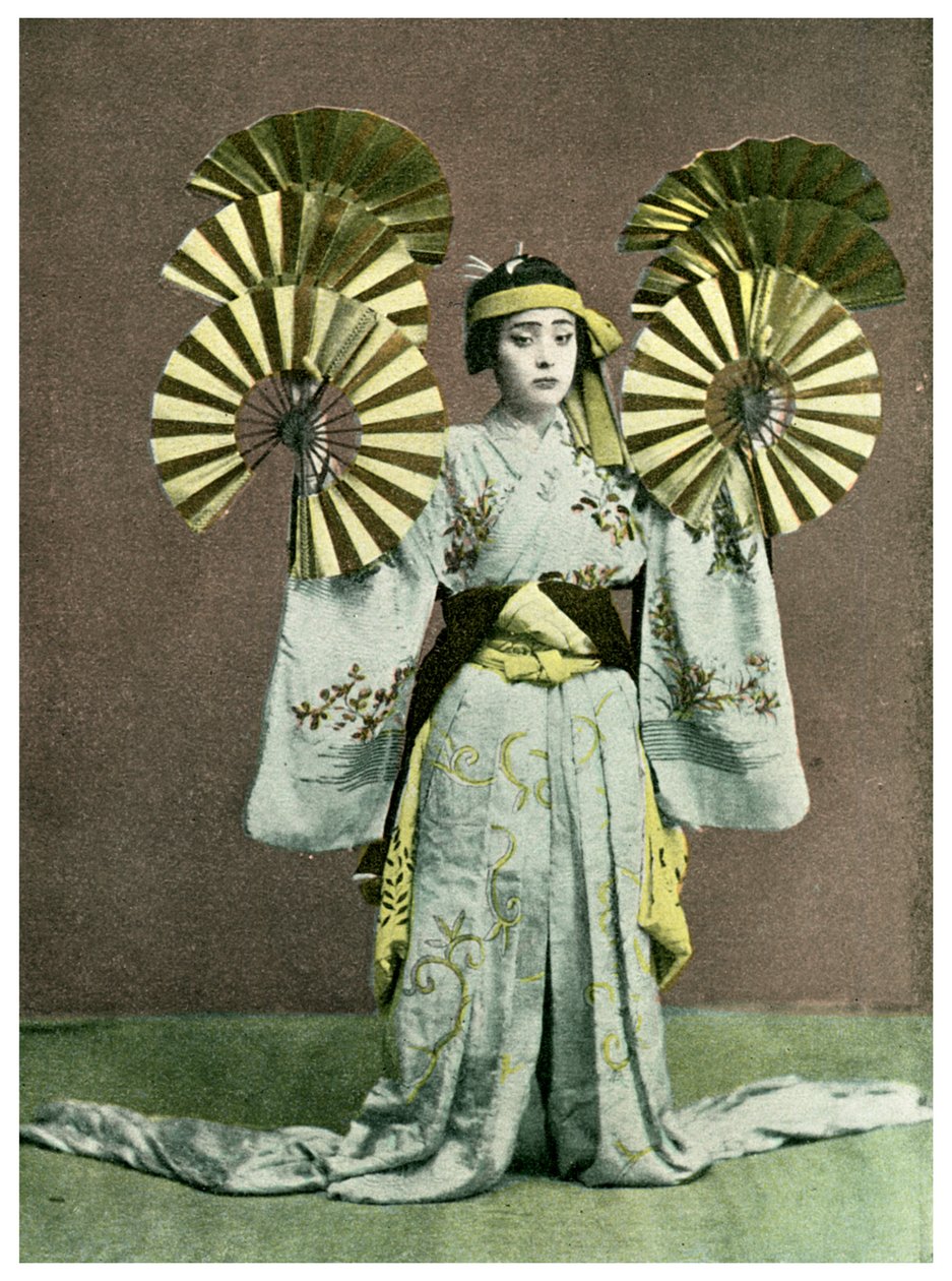 Flicka som utför en fandans, Japan, 1904 av Unbekannt