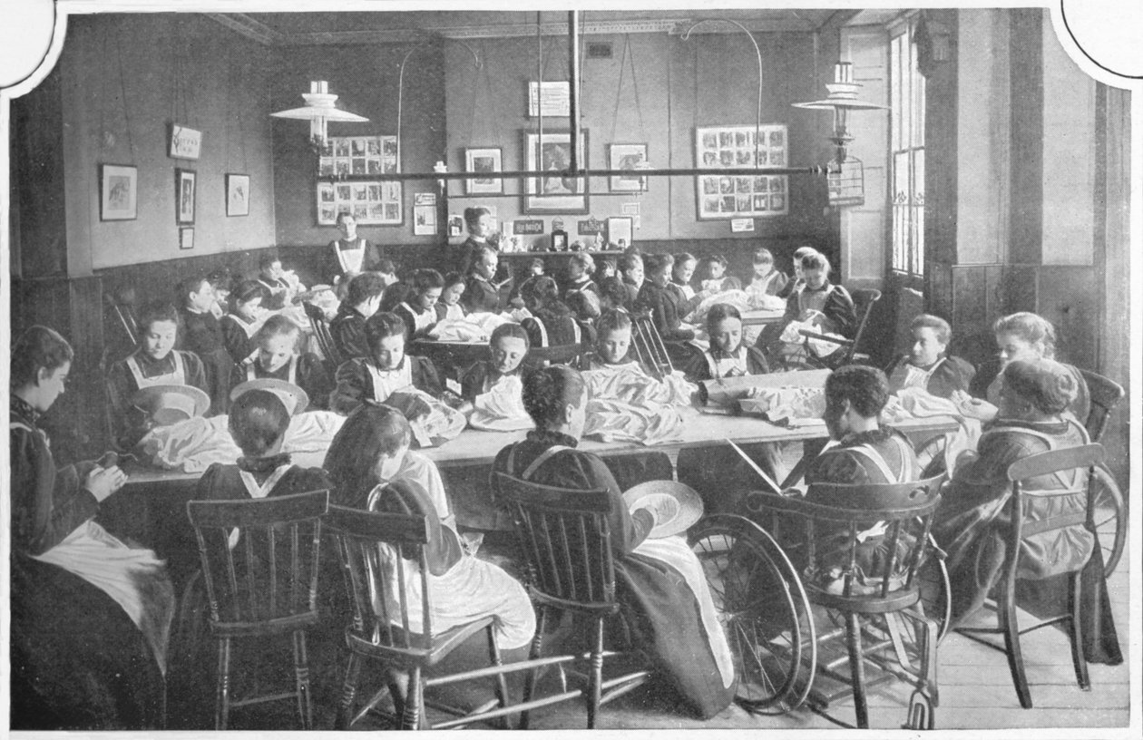Flickor i handarbete, Halliwick School For Girls, Marylebone Road, London, c1903 1903 av Unbekannt