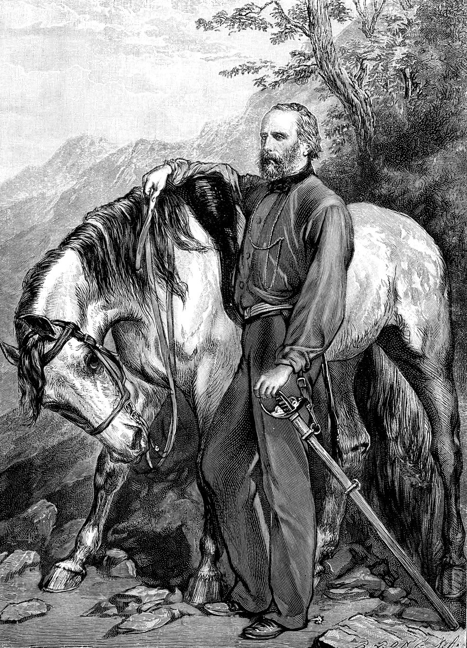 Giuseppe Garibaldi, italiensk patriot och soldat från Risorgimento, 1861. av Unbekannt
