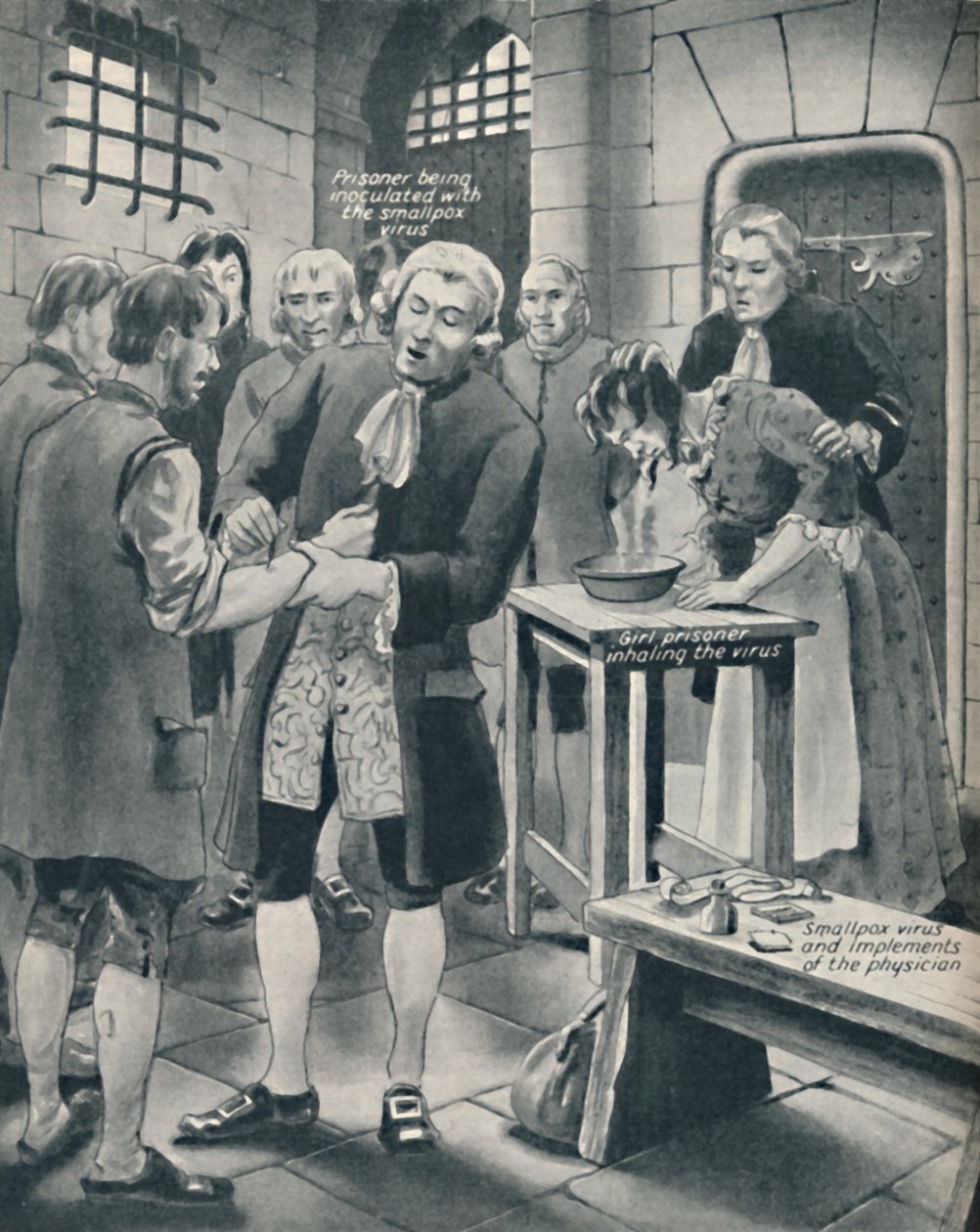 Giving Prisoners the Smallpox in Gaol, sent 1700-tal, c1934 av Unbekannt