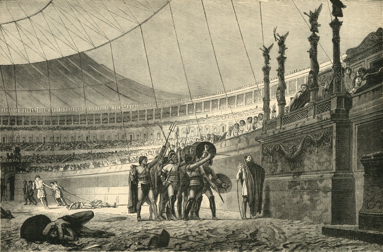 Gladiatorer som hälsar kejsaren innan de gick med i strid, 1890. av Unbekannt