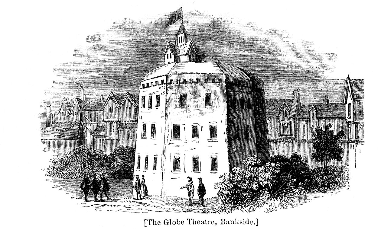 Globe Theatre, Bankside, Southwark, London, som den såg ut c1598 av Unbekannt