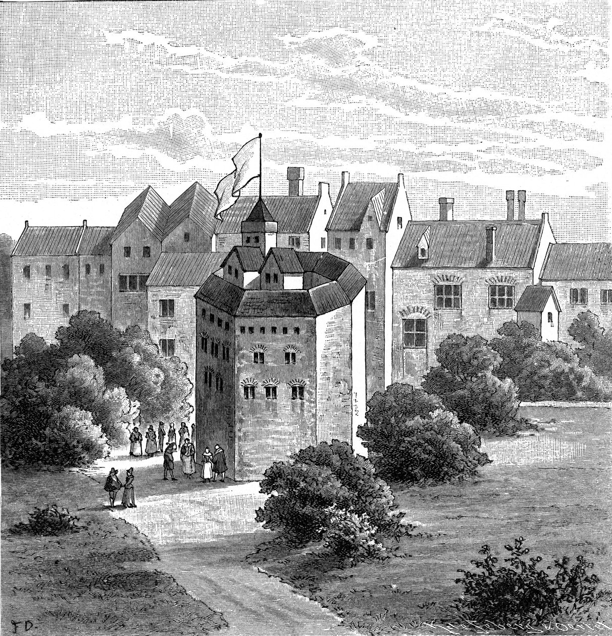 Globe Theatre, Bankside, Southwark, London, som den såg ut c1598 av Unbekannt