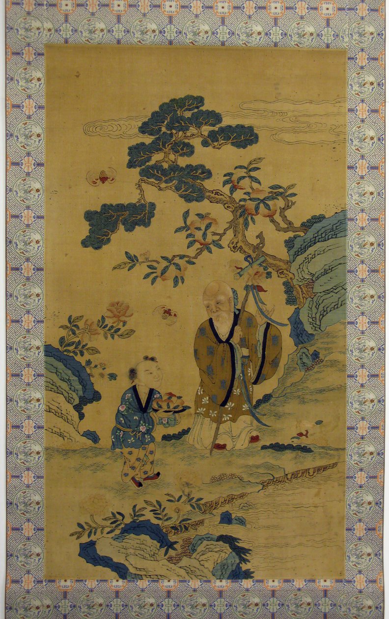 God of Longevity Shoulao och pojke, 1800-talet. av Unbekannt